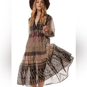 Printed vintage inspired hippie maxi dress
